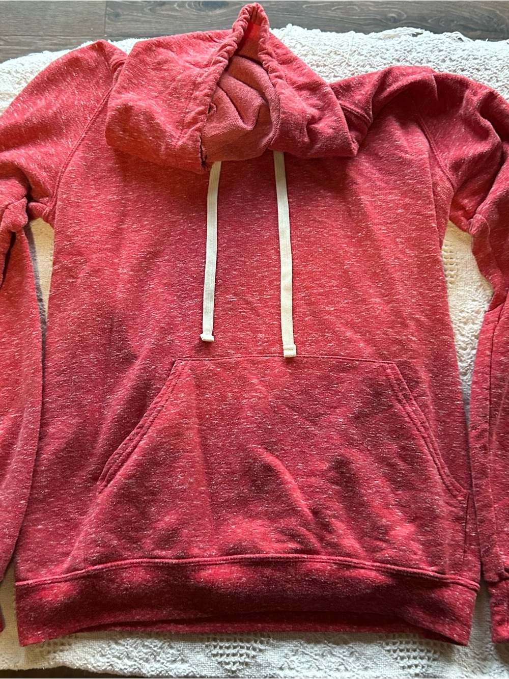 Sonoma Coral Red Hooded Pullover Hoodie with White Drawstring